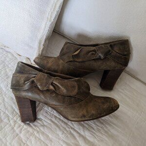 Anthropologie Pink Studio Toby Distressed Leather Bootie Size 10
